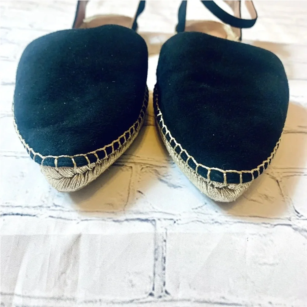 Emporio Armani Womens 40 Espadrille Flats Slingback Strap Logo Black Spain US 9 - Picture 8 of 12